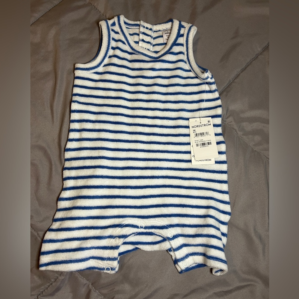 Infant Nordstrom blue and white stripe romper